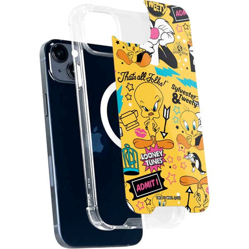 Looney Tunes Tweety and Sylvester Patches iPhone 15 Plus MagSafe Case