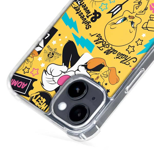 Looney Tunes Tweety and Sylvester Patches iPhone 15 Plus MagSafe Case