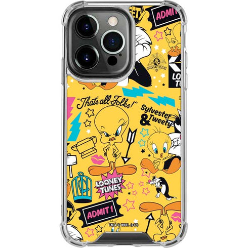 Looney Tunes Tweety and Sylvester Patches iPhone 14 Pro Clear Case