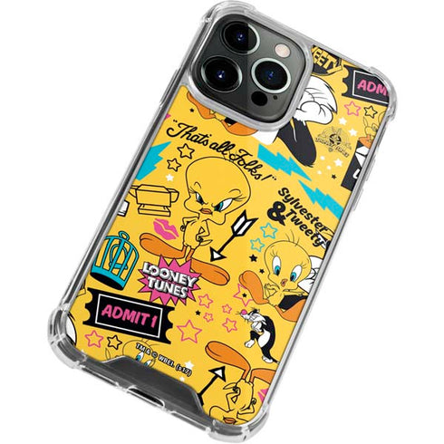 Looney Tunes Tweety and Sylvester Patches iPhone 15 Pro Clear Case