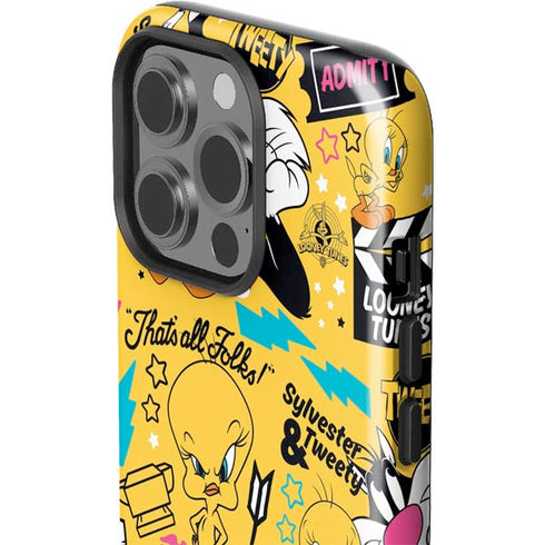 Looney Tunes Tweety and Sylvester Patches iPhone 15 Pro Impact Case