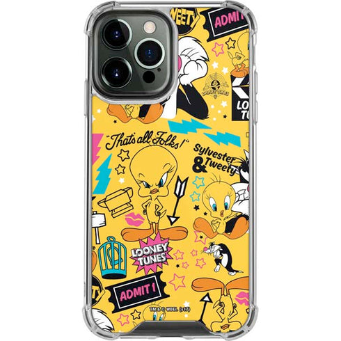 Looney Tunes Tweety and Sylvester Patches iPhone 15 Pro Max Clear Case