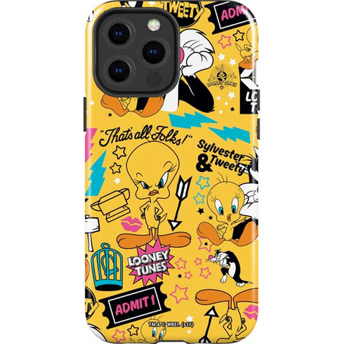 Looney Tunes Tweety and Sylvester Patches iPhone 15 Pro Max Impact Case