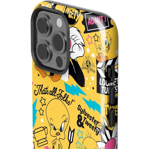 Looney Tunes Tweety and Sylvester Patches iPhone 15 Pro Max Impact Case
