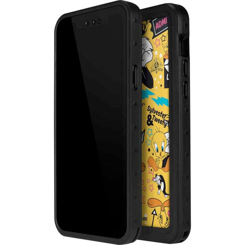 Looney Tunes Tweety and Sylvester Patches iPhone 14 Pro Max Waterproof Case