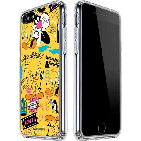 Looney Tunes Tweety and Sylvester Patches iPhone SE (2nd & 3rd Gen) Clear Case