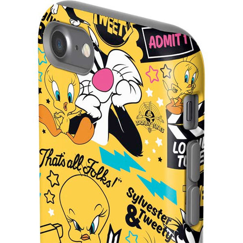 Looney Tunes Tweety and Sylvester Patches iPhone SE (2nd & 3rd Gen) Pro Case