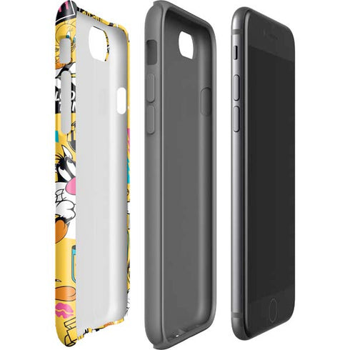 Looney Tunes Tweety and Sylvester Patches iPhone SE (2nd & 3rd Gen) Pro Case