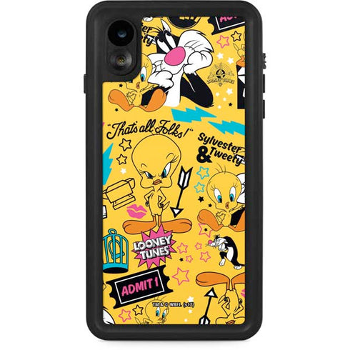 Looney Tunes Tweety and Sylvester Patches iPhone XR Waterproof Case
