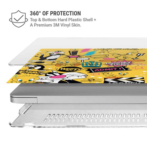 Looney Tunes Tweety and Sylvester Patches MacBook Air 15in (2023-2025) Case plus Skin
