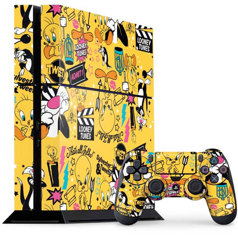 Looney Tunes Tweety and Sylvester Patches PS4 Console and Controller Bundle Skin