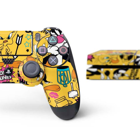Looney Tunes Tweety and Sylvester Patches PS4 Console and Controller Bundle Skin