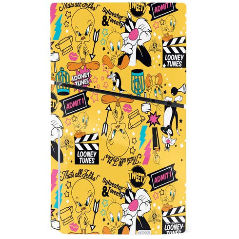 Looney Tunes Tweety and Sylvester Patches PS5 Slim Disk Bundle Skin