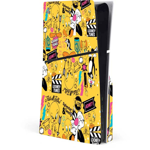 Looney Tunes Tweety and Sylvester Patches PS5 Slim Disk Console Skin