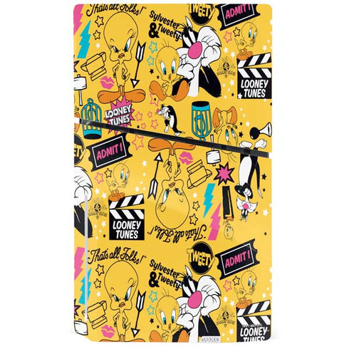 Looney Tunes Tweety and Sylvester Patches PS5 Slim Disk Console Skin