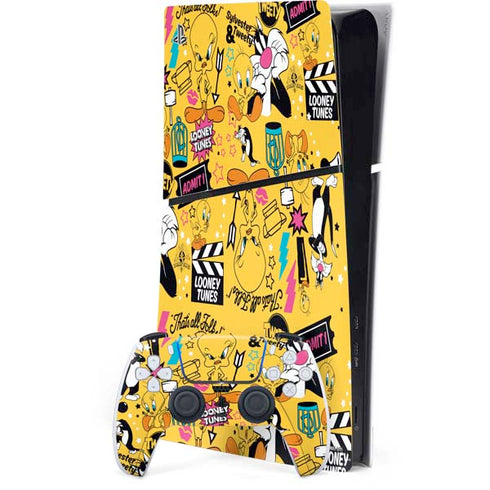 Looney Tunes Tweety and Sylvester Patches PS5 Slim Digital Edition Bundle Skin