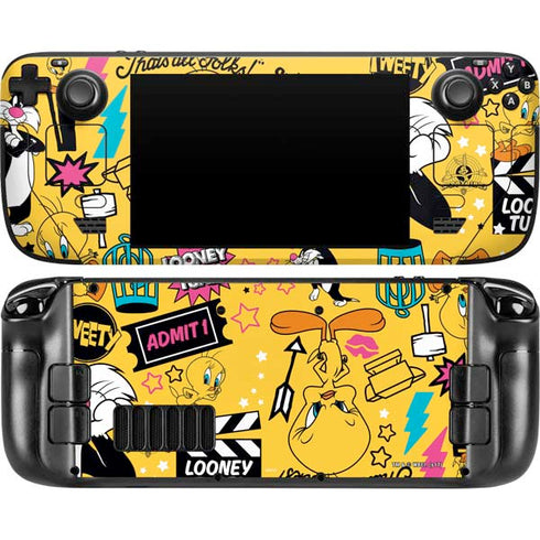 Looney Tunes Tweety and Sylvester Patches Steam Deck Handheld Gaming Computer Skin