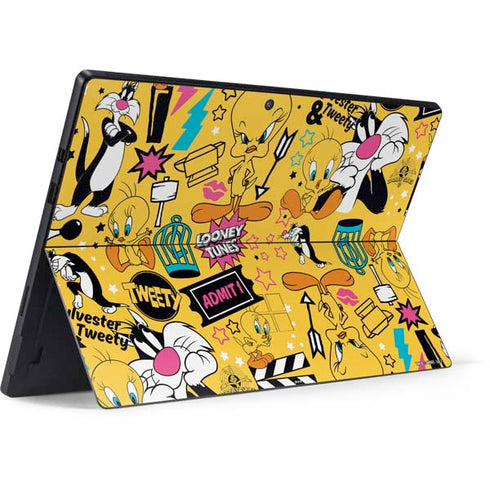 Looney Tunes Tweety and Sylvester Patches Surface Pro 7 Skin