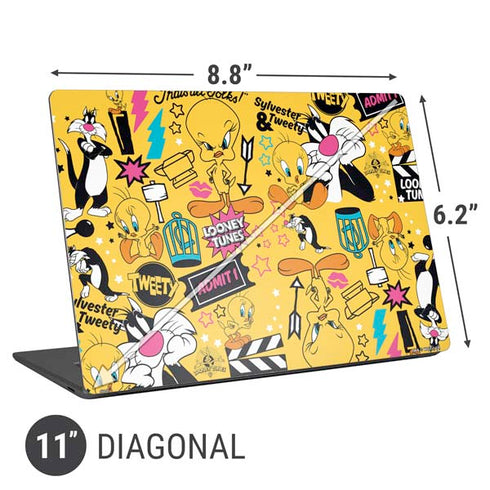 Looney Tunes Tweety and Sylvester Patches Universal Laptop 11in (8.8 x 6.2in) Skin