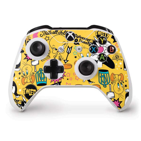 Looney Tunes Tweety and Sylvester Patches Xbox One S Controller Skin