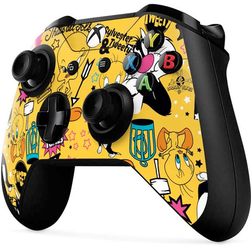 Looney Tunes Tweety and Sylvester Patches Xbox One X Controller Skin