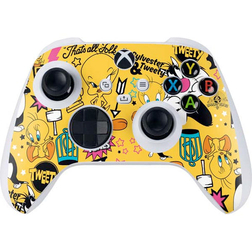 Looney Tunes Tweety and Sylvester Patches Xbox Series S Controller Skin