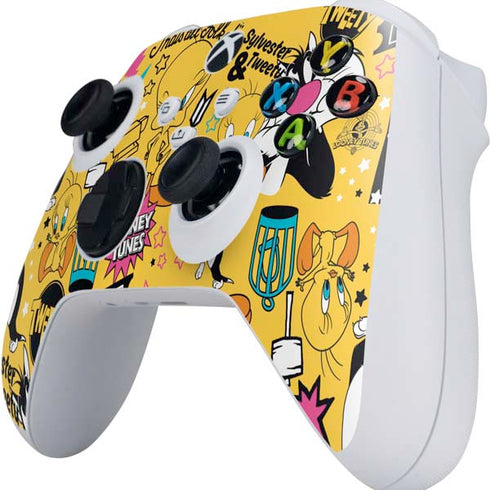 Looney Tunes Tweety and Sylvester Patches Xbox Series S Controller Skin