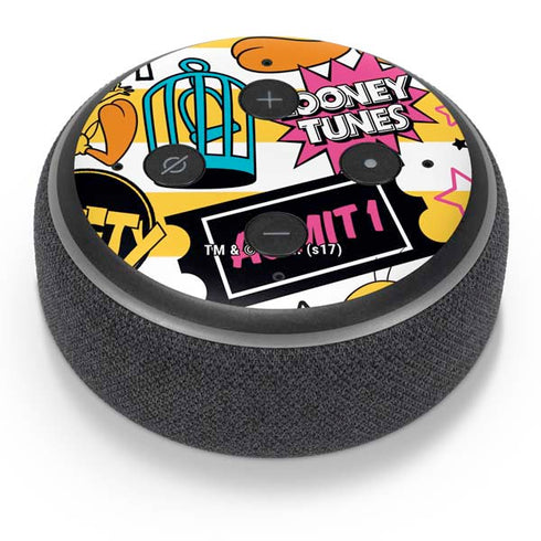 Looney Tunes Tweety and Sylvester Striped Patches Amazon Echo Dot Skin