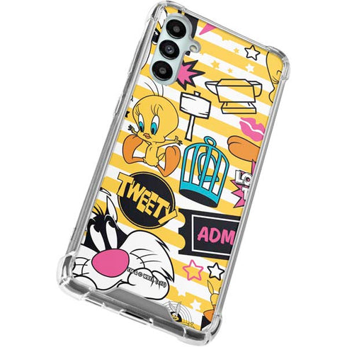 Looney Tunes Tweety and Sylvester Striped Patches Galaxy A15 5G Clear Case