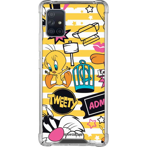 Looney Tunes Tweety and Sylvester Striped Patches Galaxy A51 5G Clear Case