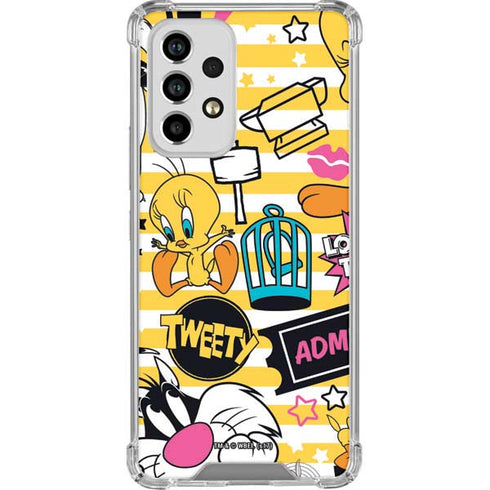 Looney Tunes Tweety and Sylvester Striped Patches Galaxy A53 5G Clear Case