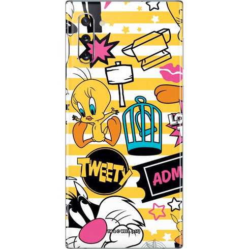 Looney Tunes Tweety and Sylvester Striped Patches Galaxy Note 10 Skin