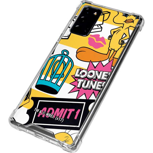 Looney Tunes Tweety and Sylvester Striped Patches Galaxy Note20 5G Clear Case
