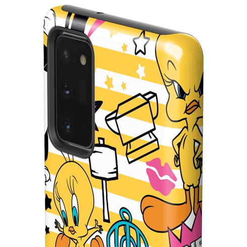Looney Tunes Tweety and Sylvester Striped Patches Galaxy Note20 5G Pro Case