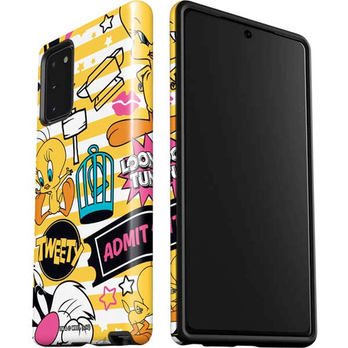 Looney Tunes Tweety and Sylvester Striped Patches Galaxy Note20 5G Pro Case