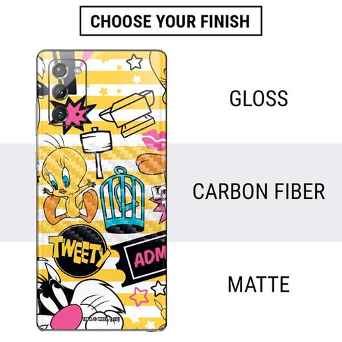 Looney Tunes Tweety and Sylvester Striped Patches Galaxy Note20 5G Skin