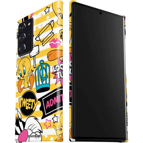 Looney Tunes Tweety and Sylvester Striped Patches Galaxy Note20 Ultra 5G Lite Case