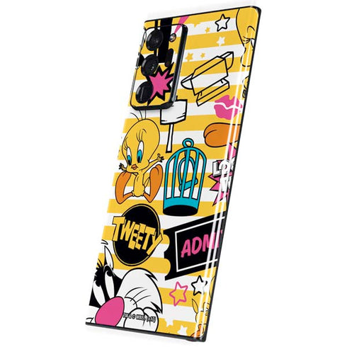 Looney Tunes Tweety and Sylvester Striped Patches Galaxy Note20 Ultra 5G Skin