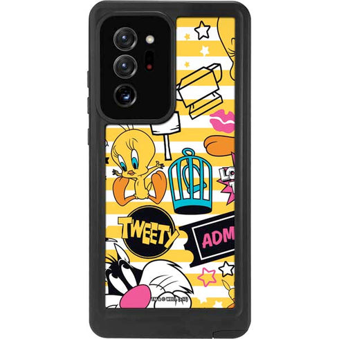 Looney Tunes Tweety and Sylvester Striped Patches Galaxy Note20 Ultra 5G Waterproof Case