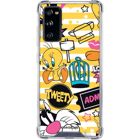 Looney Tunes Tweety and Sylvester Striped Patches Galaxy S20 FE Clear Case