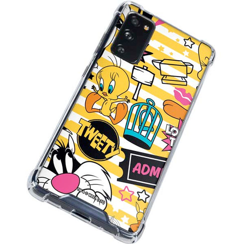 Looney Tunes Tweety and Sylvester Striped Patches Galaxy S20 FE Clear Case