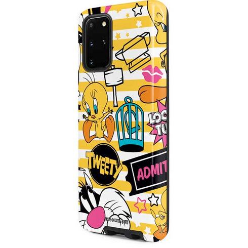 Looney Tunes Tweety and Sylvester Striped Patches Galaxy S20 Plus Pro Case