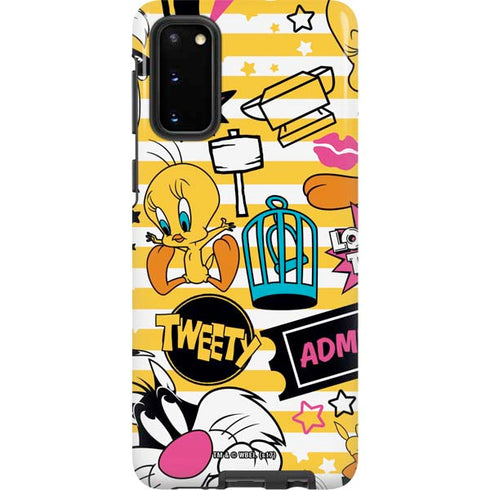 Looney Tunes Tweety and Sylvester Striped Patches Galaxy S20 Pro Case