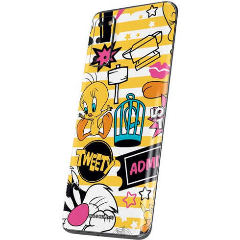 Looney Tunes Tweety and Sylvester Striped Patches Galaxy S20 Skin