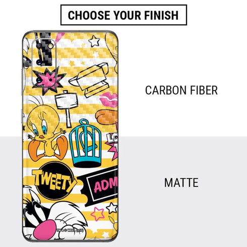 Looney Tunes Tweety and Sylvester Striped Patches Galaxy S20 Skin
