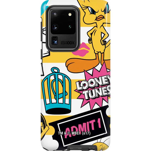 Looney Tunes Tweety and Sylvester Striped Patches Galaxy S20 Ultra 5G Pro Case