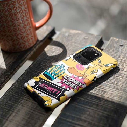Looney Tunes Tweety and Sylvester Striped Patches Galaxy S20 Ultra 5G Pro Case