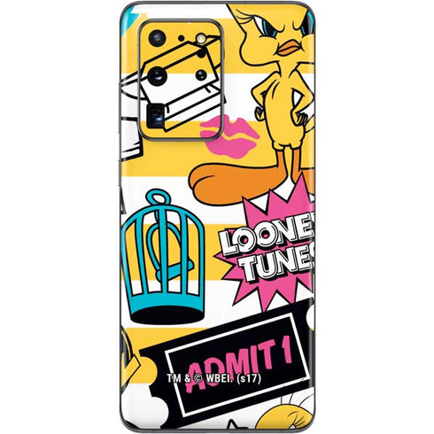 Looney Tunes Tweety and Sylvester Striped Patches Galaxy S20 Ultra 5G Skin