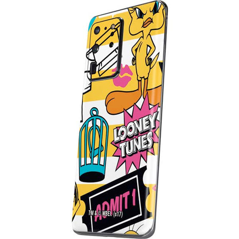 Looney Tunes Tweety and Sylvester Striped Patches Galaxy S20 Ultra 5G Skin