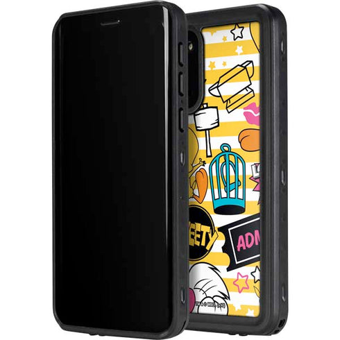 Looney Tunes Tweety and Sylvester Striped Patches Galaxy S20 Waterproof Case